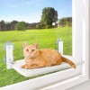 Cordless Cat Window Perch Solid Metal Frame 4 Strong Suction Cups Foldable Indoor Cat Hammock Wall Two Replaceable Beds for Pets