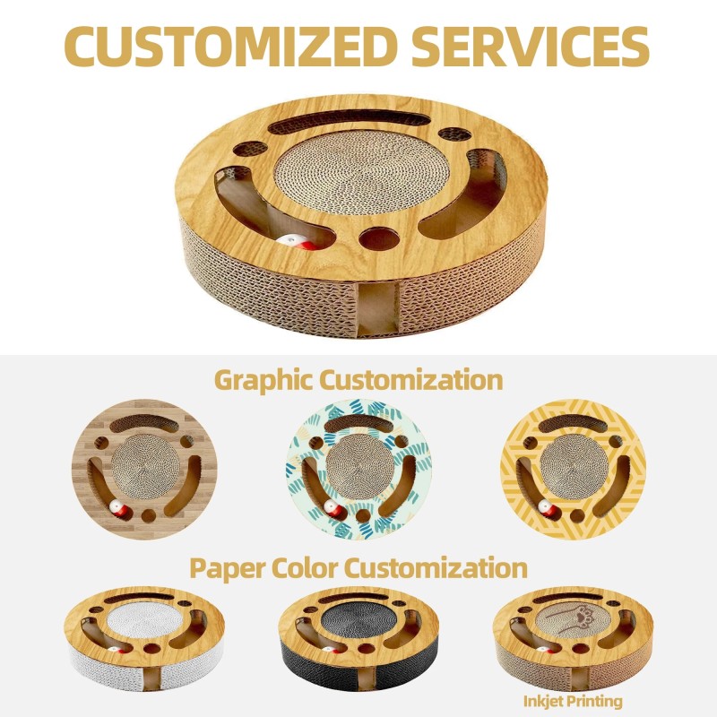 2025 Sustainable Eco Friendly Multifunctional Corrugated Cat Toy Cat Supplies Customization Cat Scratching Board with Indoor