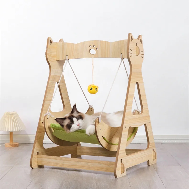 Pet Hammock Wood Cat Swing Hammock Bed Shaker Hanging Cat Swing Bed for Cat