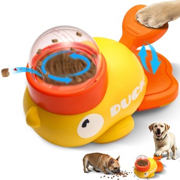 ZMaker New Yellow Duck Shaped 2-in-1 Dog Slow Feeder Puzzle Toy Dog Interactive Treat Dispenser Toy Slow Feeder Toy