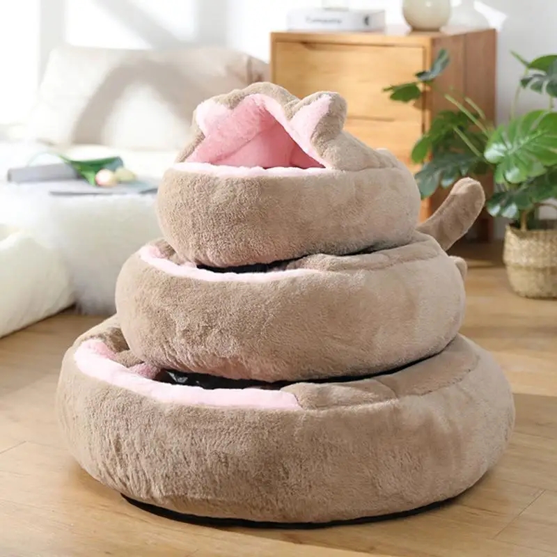 ZYZPET Plush Pet Cat Bed Round Cat House 2 in 1 Warm Cat Basket Sleep Bag Nest Kennel for Dog