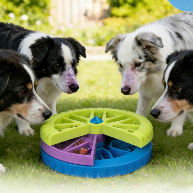 Three-layer Durable Plastic Rotating Dog & Cat Puzzle Slow Feeder Food Bowl Toy with Automatic Lick Plate for Pet Slow Eating