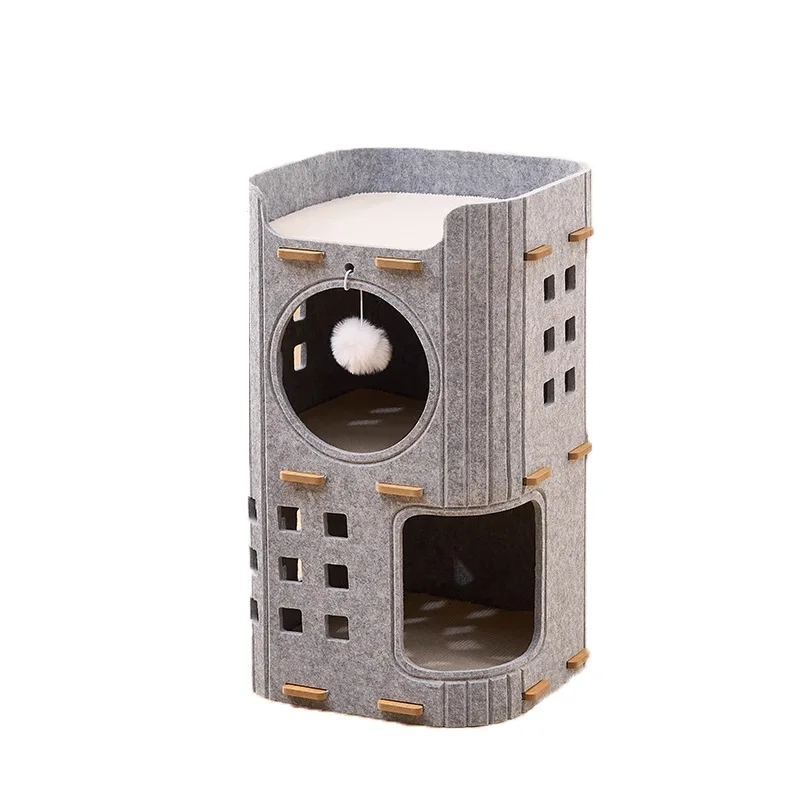 Enclosed Cat House Indoor Green Cat Climbing Frame Nest Cat Bed