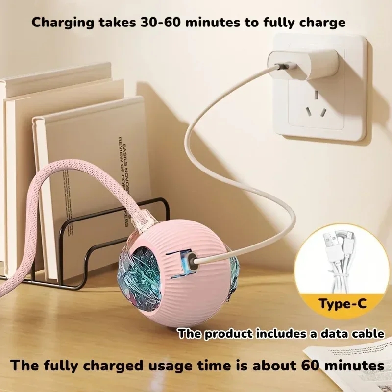 Interactive Cat Ball Toy Automatic Rolling Ball with Tail Rechargeable Smart Pet Interactive Toy Intelligent Mouse for Cat