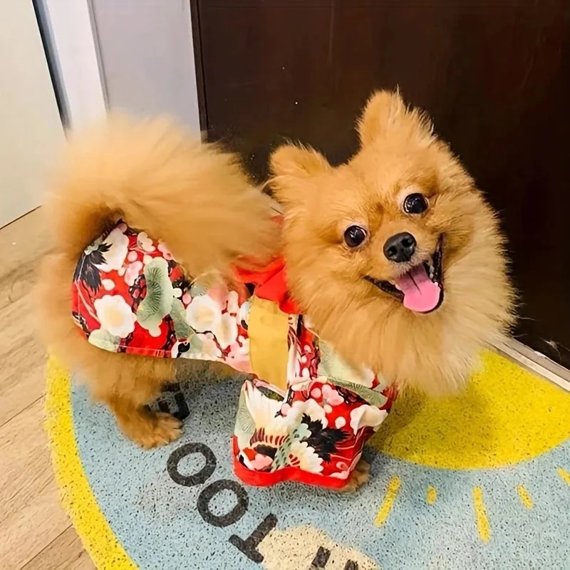 Spring Summer Clothes for Cat Dog Japanese Style Pet Clothing Kimono for Small Medium Dogs Shiba Inu Corgi Puppy Costume Outfit