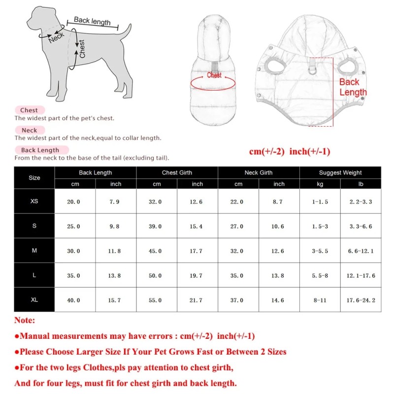 Thick Puppy Hooded Jacket for Small Medium Dogs Cats Winter Waterproof Dog Coat Clothes Soft Fleece Chihuahua Pug Pet Outfits